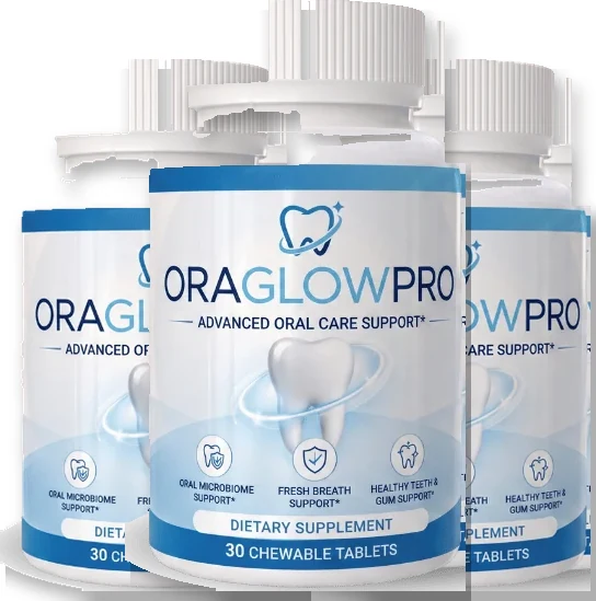 OraGlowPro 3-bottle oral care chewable tablet package
